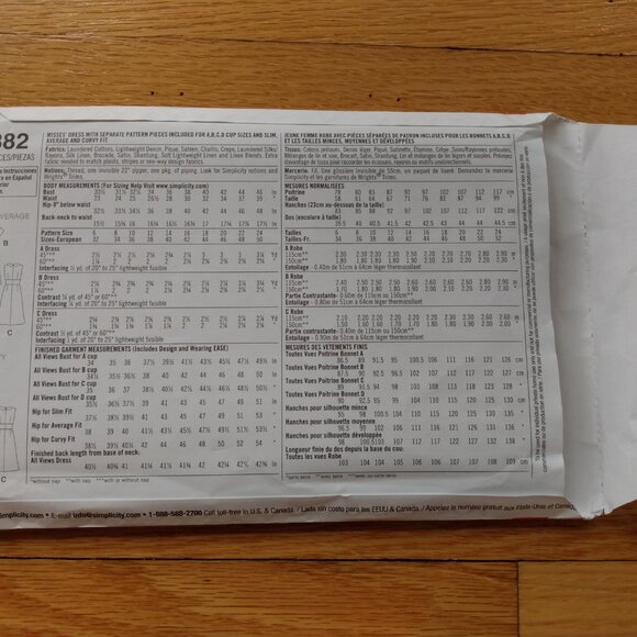 Dress Sewing Pattern Size 6-14 Simplicity 1882 Thin/Average Curvy Fitted UNCUT - Picture 3 of 10